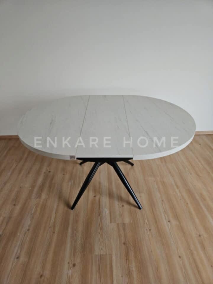 Oliva Yuvarlak Açılabilir Masa 100x100 - 100x140 | Mutfak Ve Salon Masası MDF
