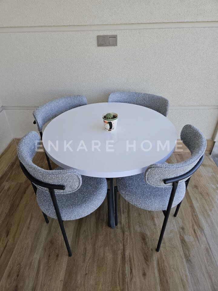 Elisa Masa Sandalye Takımı, Mutfak Masası, 4 Kişilik, Yuvarlak Mdf Masa, 90x90