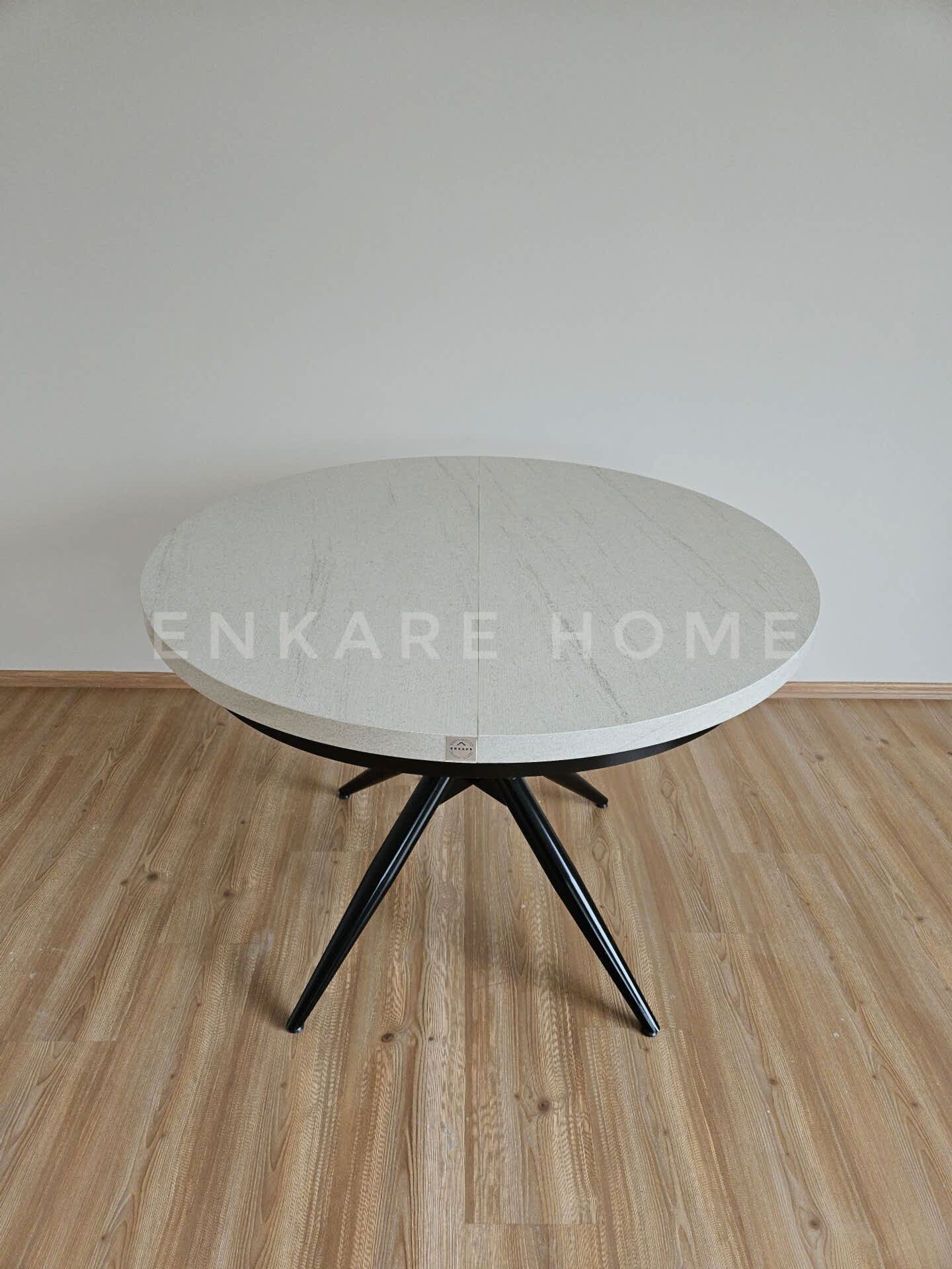 Oliva Yuvarlak Açılabilir Yemek Masası – 100x100 - 140 cm | 4-6 Kişilik | Mdf Mutfak ve Salon