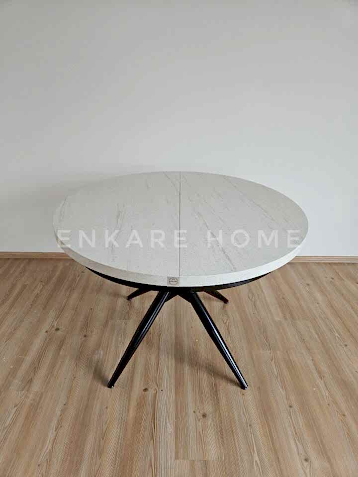 Oliva Yuvarlak Açılabilir Yemek Masası – 100x100 - 140 cm | 4-6 Kişilik | Mdf Mutfak ve Salon