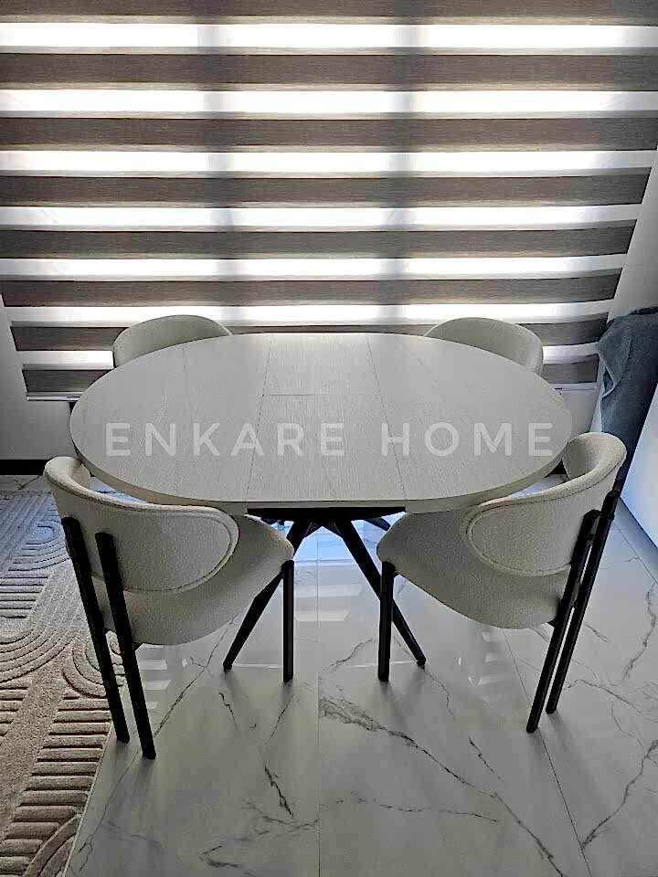 Oliva Masa Badem Sandalye Takımı - Açılabilir Yuvarlak Masa Sandalye | Mutfak, Salon 100x100