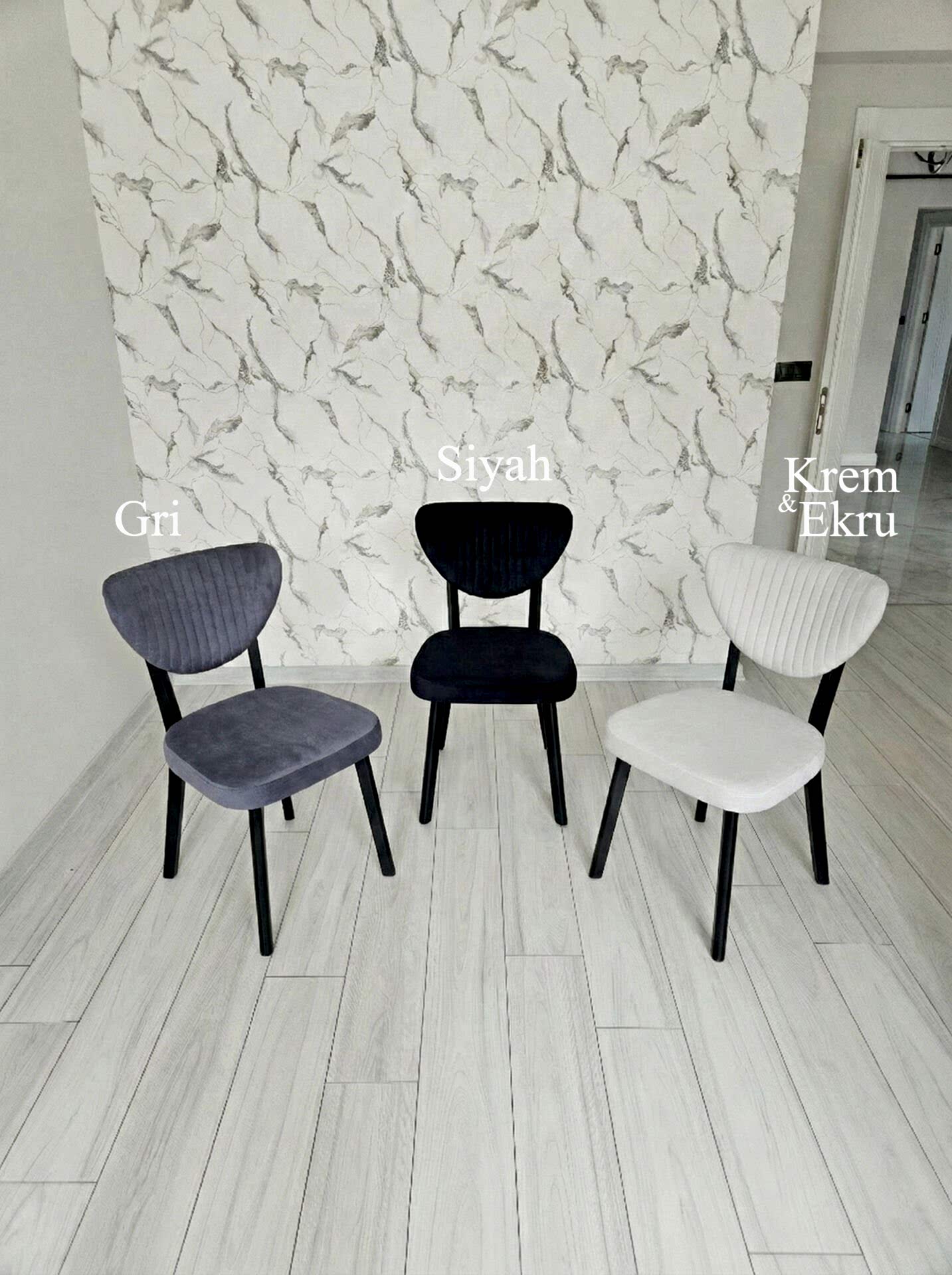 X Ayaklı Gloss Masa & Papatya Sandalye | 6 Kişilik Masa Sandalye Takımı | Siyah