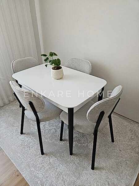 Nero Sabit 70x110 Minimal Mdf Masa ve Sahra Sandalye | Mutfak Masa Sandalye Takımı